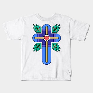 Christian cross and abstract design elements Kids T-Shirt